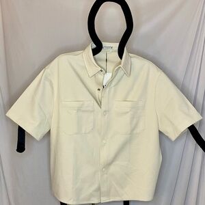 Zara Men's Beige Short Sleeve Button Down Shirt